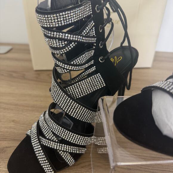 Vigo Fiore Womens Black Sparkle Strappy Formal Heels New in Box Size 6.5 - Picture 10 of 14